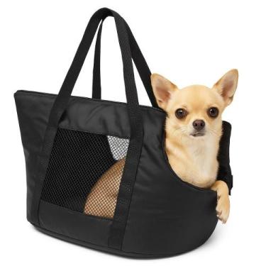 Imagem de Bolsa mochila preta pet cachorro gato dobravel viagem passeio carro sa