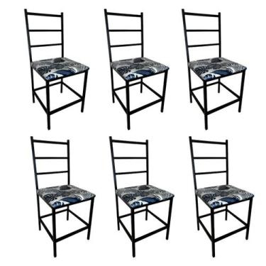 Imagem de Kit 6 Cadeiras Ana Industrial para Cozinha e Área de Lazer Assento Azu