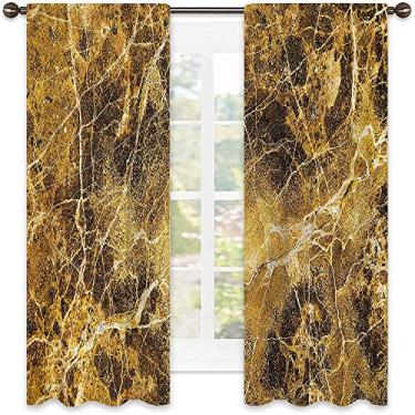 Imagem de Cortinas blecaute de mármore para quarto - Cortinas escurecidas com isolamento térmico para sala de estar, L 132 x C 213 cm