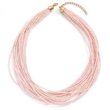 Imagem de SCRDPRAD Gargantilha colorida de várias camadas com contas de sementes para mulheres, boêmia, feita à mão, pedra de cristal, colar havaiano, aniversário, verão, praia, joias para presente, middle, Aço