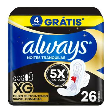 Imagem de Absorvente Always Noturno Suave com Abas XG 26 Unidades