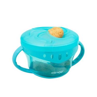 Imagem de Porta Snacks Infantil Azul com Tampa Antivazamento - CLINGO