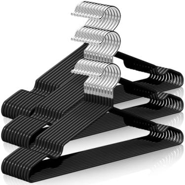 Imagem de FBXGT 30 Peças Kit Cabides de Inox Adulto-40CM Kit de Cabides para Roupas com Ranhura em U de Metal Espessado, Preto