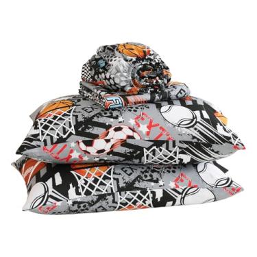 Imagem de Yibeizi Jogo de lençol esportivo cinza para meninos, solteiro, futebol americano, beisebol, beisebol, microfibra, bolso profundo, fofo, estampado, lençol de cama e fronha, 3 peças