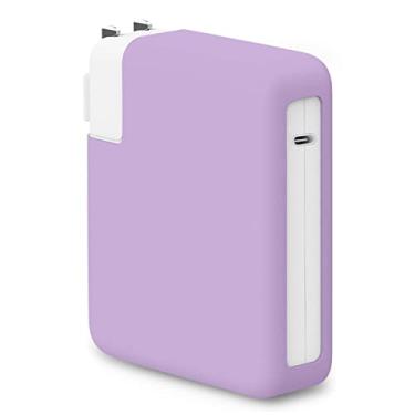 Imagem de LCMOCICO Capa Para Adaptador De Energia 140 W Macbook Pro 16" 2024 M4 A3186 A3403, Protetora Silicone Macio Carregador Mac 16 A2991 A2780 A2485 2021-2023 M3 M2 M1 Pro/Max Chip, Rosa Roxo