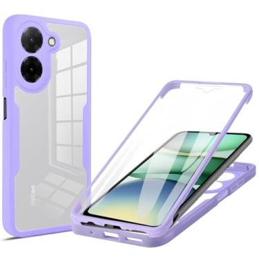 Imagem de Ephoou Capa transparente para Xiaomi Redmi A5 4G 171 mm/Poco C71 com protetor de tela, camada dupla, à prova de choque, à prova de poeira, tudo incluído, capa para Redmi A5 4G QB-Roxo