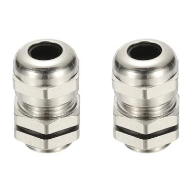 Imagem de PATIKIL Prensa-cabos elétricos à prova d'água, M12, 2 peças, 3-6,5 mm, cabo de latão niquelado, protetor de fio elétrico para caixa de cabo externo caixa de junção