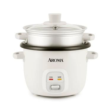 Imagem de AROMA® Panela de arroz, 2 xícaras (não cozidas)/4 xícaras (cozidas), vaporizador, panela de grãos, máquina de sopa, panela de aveia, aquecimento automático, 1 litro, branco, ARC-302-1NG