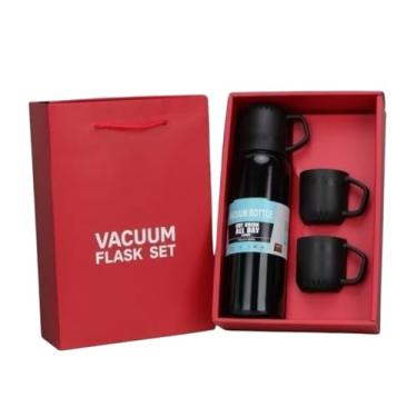 Imagem de Garrafa Térmica 500ml Com Kit 3 Xícaras Café Chá Cor Preta