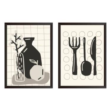 Imagem de Quadrinhos Com Moldura Para Cozinha Moderna Área Gourmet Utensílios Ta