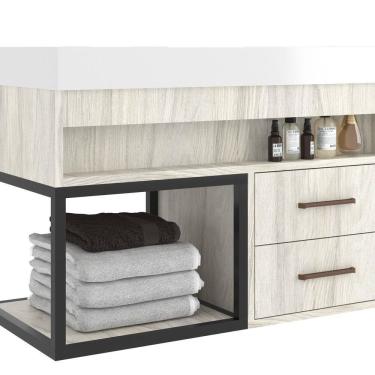 Imagem de Gabinete para Banheiro Suspenso New 80 Carvalho