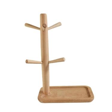 Imagem de IEUDNS Organizador de Bandeja de Madeira para Chaves, Porta-chaves Rústico, Suporte para Canecas, Decoração em árvore, Caneca de Café, Bandeja Coletora para, Base retangular