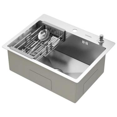 Imagem de Cuba Para Cozinha Gourmet Quebec Quadrada 60cm Aço Inox 304 com Cesto 