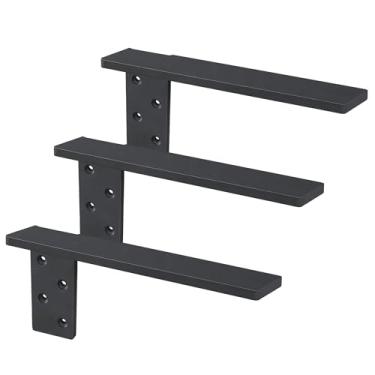 Imagem de Suporte de prateleira flutuante de parede lateral grátis, pacote com 3, suporte de bancada resistente de 40,6 cm para barras de café da manhã, gabinete, bancadas de granito, sem parede de joelho ou