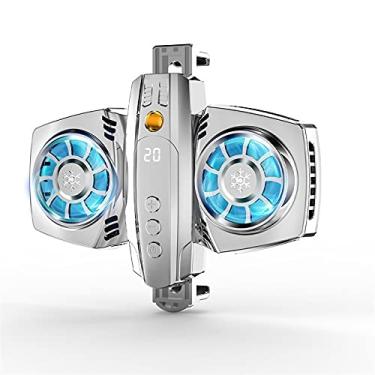 Imagem de Diyeeni Cooler de Telefone, Ventilador de Resfriamento USB de Baixo Ruído Com Ventilador Duplo e Luz RGB, Refrigeração Rápida, Compatível Com 2.7-3.5in Wide Celular, para Jogos, (Prata)