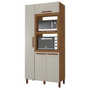 Imagem de Paneleiro Torre Quente Triplo Monza 100cm 2 Fornos 4 Portas - Indékes Freijó/Off White