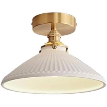 Imagem de Candelabro Lâmpada De Teto De Cerâmica Branca Leitosa E14 Luz De Teto De Montagem Embutida Luminária De Teto Interna De Estilo Japonês Para Corredor Varanda Entrada Foyer Escada Cor, B