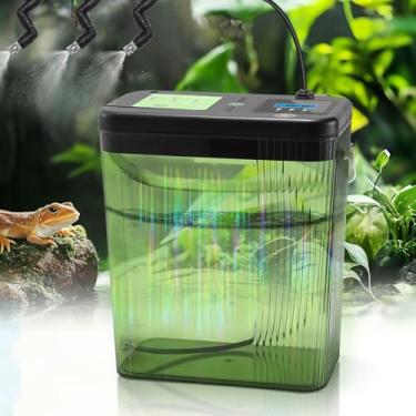 Imagem de RUNWUSHENG Sistema de nebulização de répteis – tanque de água grande de 2 galões, 3 bocais ajustáveis de 360°, luz controlada por toque, para camaleões, cobras, lagartos e mais