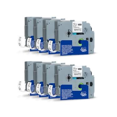 Imagem de BPXX Substituição Para Fita Para Etiquetadora Brother, Fita Para Etiqueta P-Touch, Fita 12 Mm 0,47 Laminada Preta Sobre Branca, Compatível Com Brother Pt-D210 H110 D220 D410 D600, Pacote Com 8 Unida