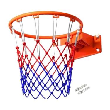 Imagem de kowaku Cesta de basquete com rede e parafusos, acessórios de brinquedo, montagem na parede, fácil instalação, cesta de basquete para prática esportiva ao ar, Diâmetro Infantil 35cm