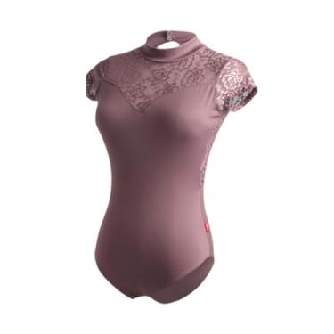 Imagem de UGPLM Collant de balé feminino moderno, leve, com estampa floral, confortável para adultos, CafÉ, Xl