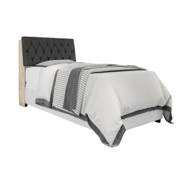 Imagem de Cabeceira Box Solteiro Isis Amarula Com Capitonê Preto