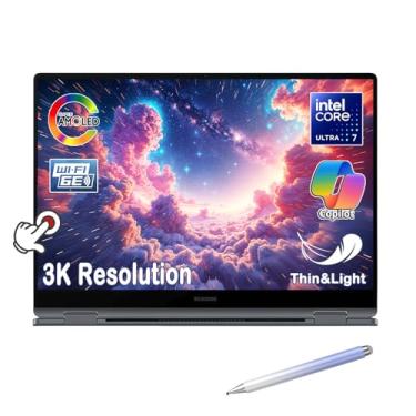 Imagem de Samsung Notebook Galaxy Book4 Pro 360 2 em 1, tela sensível ao toque AMOLED 3K de 16 polegadas, Intel Core Ultra 7 155H, 120Hz, bateria 21H, alimentação IA com copiloto, com caneta (16 GB de RAM | SSD