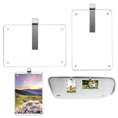 Imagem de Gyinere 2 peças de moldura com clipe de visor, suporte de foto de carro, suporte de foto de carro, clipe de foto para viseira de carro, porta-fotos para carro, adequado para adicionar fotos de família