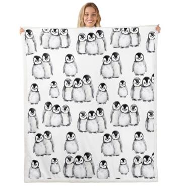 Imagem de Erosebridal Cobertor De Pinguim - Tamanho Bebê, Infantil, Meninos E Meninas, Animal Antártico, Lã, Ilustração Desenho Animado, Sherpa, Adolescentes Adultos, Cinza, Branco Preto, Cama Pelúcia