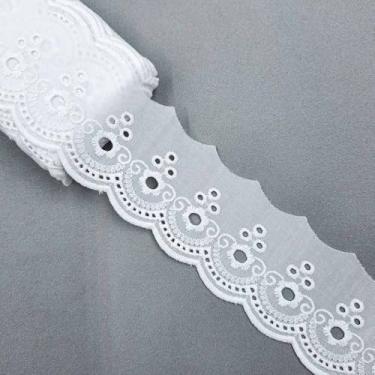 Imagem de Bordado Inglês de Algodão ArtePunto Aviamento Renda Lese Peça Fechada Vários Modelos (Branco, BA008 (5,0cm))