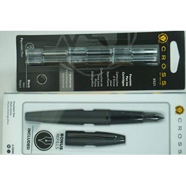 Imagem de Cross Limited Collection Caneta-tinteiro preto fosco e preto fosco e assinatura cruzada Calaise ponta média com 6 cartuchos