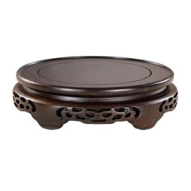 Imagem de Base de exibição de ébano redondo suporte de bonsai de madeira para interior, vaso de flores, enfeite de bule de chá, base de suporte de exibição (grande)