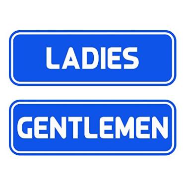 Imagem de Placa de banheiro padrão LADIES GENTLEMEN (pacote com 2) - Azul Pequeno