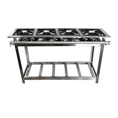 Imagem de Fogão Industrial 4 Bocas Duplas 30x30 P7 em Aço Inox Leona