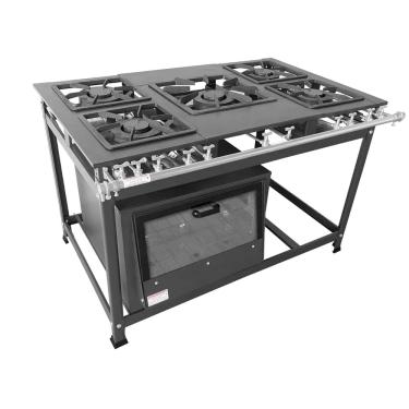 Imagem de Fogão Industrial 5 Bocas Duplas 30x40 P7 com Forno Leona