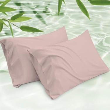 Imagem de Conjunto de 2 fronhas de bambu grandes Kamas | 100% naturalmente cultivadas | Ultramacias | Resfriamento para pessoas com sono quente | Fronha Gaint Viscose Derivada de Bambu (Rosa Camafeu, Queen- 58