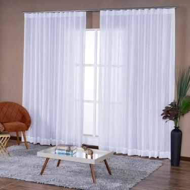 Imagem de Cortina Voil Flamê Gaze De Linho 4,00m X 2,50m Trilho Suiço De Luxo (Branco)