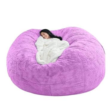 Imagem de Capa de sofá tipo pufe lavável, capa para cadeira, cama e sofá grandes, espreguiçadeira de pele sintética para sala de estar, decoração (sem enchimento)(Purple,7ft)