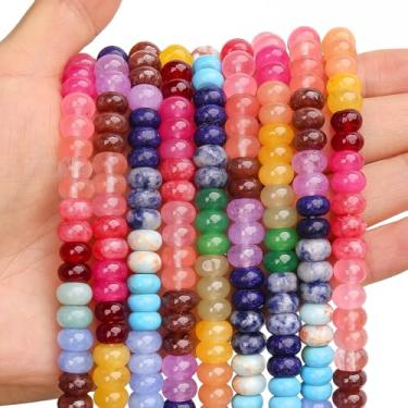 Imagem de BONNY BOXX 1 fio natural 5 * 8 mm contas de Rondelle multicoloridas, contas de pedra de disco de ábaco natural, pedra preciosa espaçadora solta para pulseira faça você mesmo, colar e fazer joias