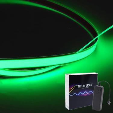 Imagem de EL Luz brilhante neon 1 metro – 3 modos de permanência ligada/flash lento/estroboscópio rápido, kit de luz de fantasia eletroluminescente DIY para festa de Halloween, Natal, festival, pub, artesanato,