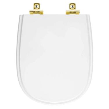 Imagem de Assento Sanitário Soft Close Paris Branco Para Vaso Ideal Standard Com Ferragem Dourada