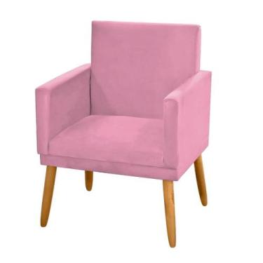 Imagem de Kit 2 Poltronas Nina CR suede rosa para leitura - JBL ESTOFADOS