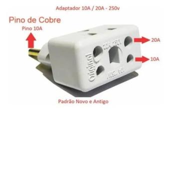 Imagem de Plug Adaptador De Tomada 10a 20a Bob 3pinos 2pinos - Império