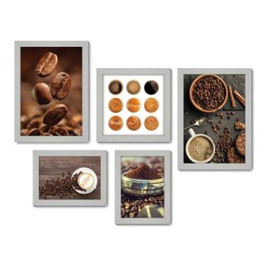 Imagem de Kit Com 5 Quadros Decorativos - Café Cafeteria Lanchonete - 066kq01b -