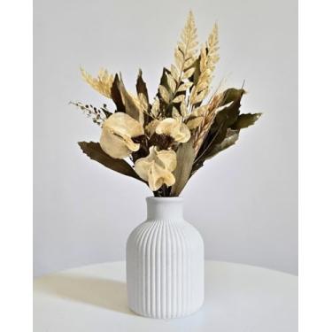 Imagem de Arranjo De Flores Secas Decorativo Vaso Garrafa Vintage