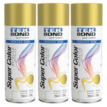 Imagem de Kit 3 Tintas Spray Dourado Metálico Aerossol Tekbond 350ml/250g