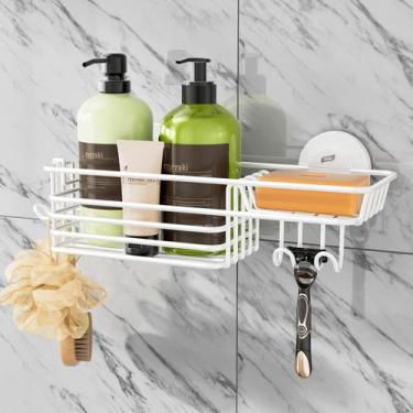 Imagem de Ventosa Shower Caddy TAILI com ganchos e suporte de sabonete preta