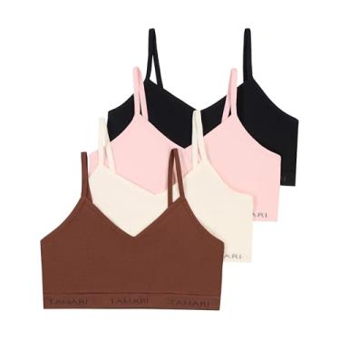 Imagem de Tahari Conjunto de sutiã de treinamento para meninas, pacote com 4, cinza-acinzentado, azul claro, branco, blush, pequeno, Preto, rosa claro, marrom, marfim, P