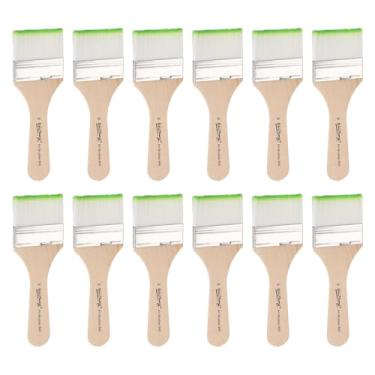 Imagem de HARFINGTON 12 pincéis pequenos de tinta plana de 5 cm e pincéis de nylon com cabo de madeira para pintura de arte faça você mesmo, móveis, cercas, deck, parede, porta, verde, claro