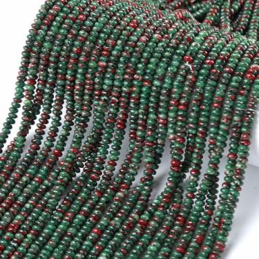 Imagem de 2 x 4 mm 155 peças tubo de jaspe epidote Rondelle Abacus disco espaçador contas soltas para fazer joias pulseira acessórios DIY